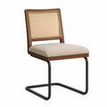 Sedia da pranzo struttura in legno massello schienale in rattan seduta imbottita tessuto poliestere base in acciaio nero dimensioni 52 cm x 55 cm x 82 cm
