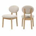 Sedie da pranzo set 2 pezzi 45 cm x 55 cm x 85 cm struttura in legno massello di faggio seduta in tessuto bouclé poliestere beige