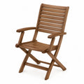 Sedia da pranzo pieghevole in legno massello di acacia con braccioli struttura a doghe colore legno naturale dimensioni 56 cm x 60 cm x 90 cm