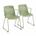 Set 2 sedie da pranzo 52 cm x 55 cm x 80 cm struttura in acciaio verniciato verde seduta e schienale in polipropilene traforato verde