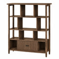 Libreria in MDF effetto legno marrone 180 cm x 120 cm x 40 cm con ripiani aperti e mobile contenitore con ante