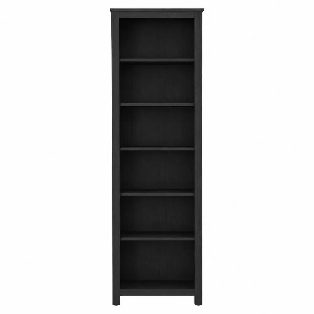 Libreria scaffale verticale rettangolare con 5 vani aperti in truciolare melaminico nero 60 x 30 x 180 cm