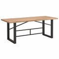 Tavolo da pranzo rettangolare 160 cm x 80 cm x 75 cm piano in MDF con impiallacciatura effetto rovere naturale struttura in acciaio verniciato nero