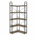 Libreria angolare industriale con 5 ripiani in MDF effetto rovere grigio e struttura in acciaio nero 80 x 30 x 180 cm