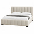 Letto matrimoniale imbottito per materasso 180 x 200 cm con testiera e pediera a pannelli verticali rivestimento in tessuto poliestere beige gambe nere