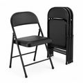 Set 4 sedie pieghevoli da pranzo struttura in acciaio verniciato nero seduta imbottita in PU nero dimensioni 45 cm x 50 cm x 80 cm