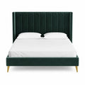 Letto matrimoniale 180 x 200 cm con testiera imbottita in velluto verde struttura in MDF e metallo con gambe finitura oro